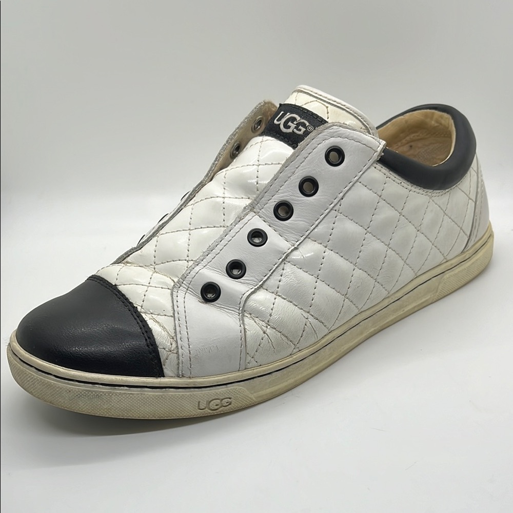 UGG Jemma Women's Quilted White and Black Sneakers Shoes Size 9.5